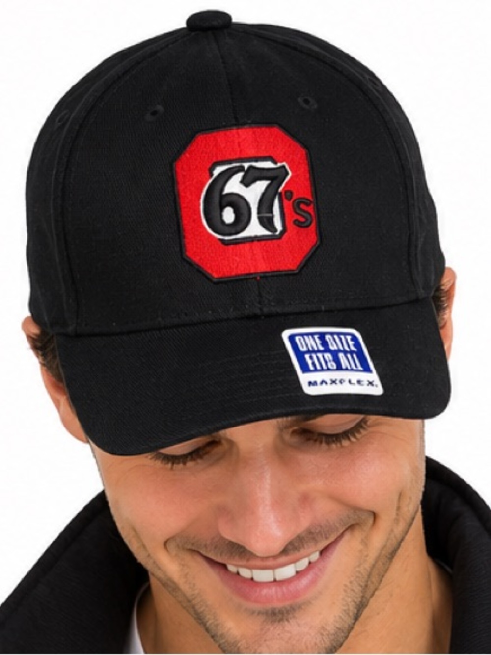 Ottawa 67’s Reebok CCM Maxflex Black Fitted Hat Cap OHL NWT